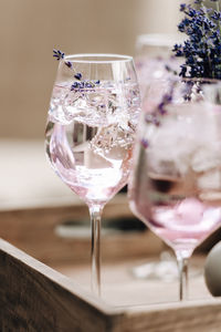 Close-up of wine glass on table