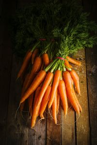 Close-up high angle view of carrots