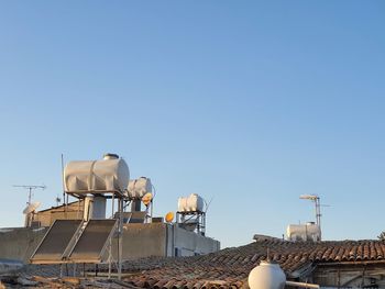 Water tanks on the roofs of houses