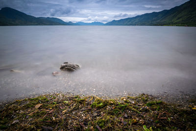 Scenic view of lake against sky