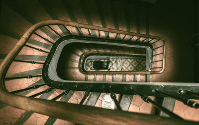 Directly below shot of spiral staircase