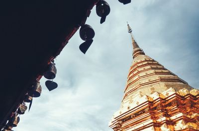 Low angle view of pagoda against sky