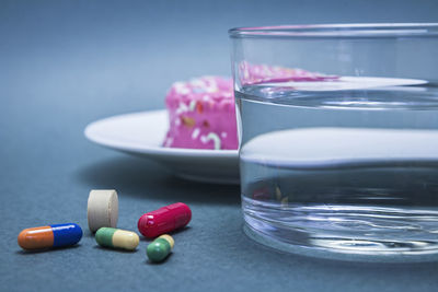 Close-up of drinking glass on table