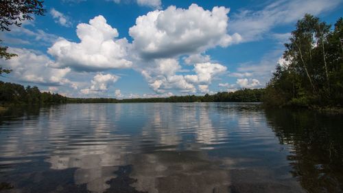 Scenic view of lake against sky