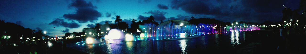 View of illuminated city at night