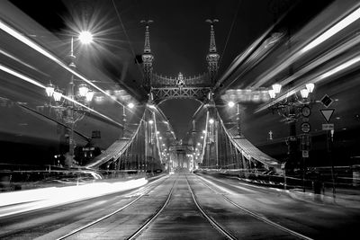 Illuminated liberty bridge at night