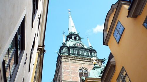 Low angle view of statue against sky