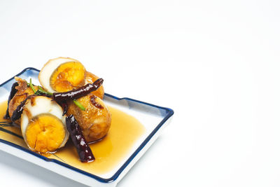 Close-up of food on white background