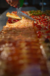 Close-up of pizza on table