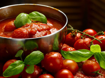 Close-up of fruits in bowl on table