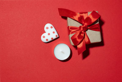 Directly above shot of christmas decorations on table