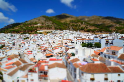 High angle view of townscape against sky