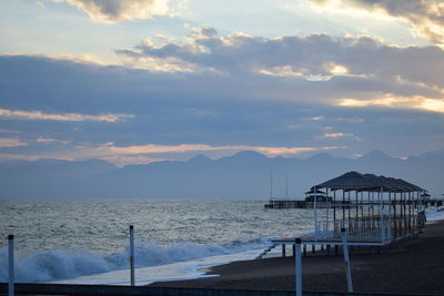 Scenic view of sea against sky during sunset