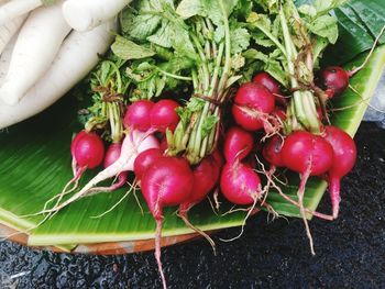 Close-up of radish for sale in basket