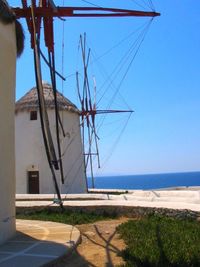 Scenic view of sea against blue sky