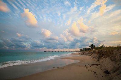 Scenic view of beach against sky