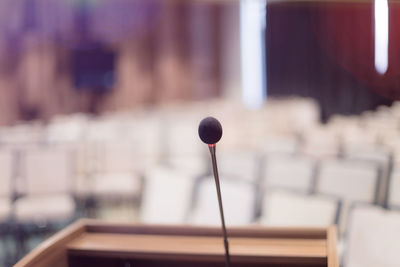 Close-up of microphone in conference room