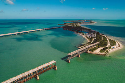 High angle view of sea against sky