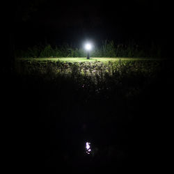 Scenic view of field against sky at night