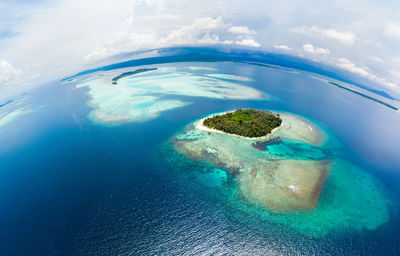 Aerial view of sea against sky