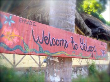 Close-up of information sign