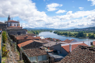 High angle view of townscape against sky