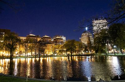 Illuminated buildings in city at night