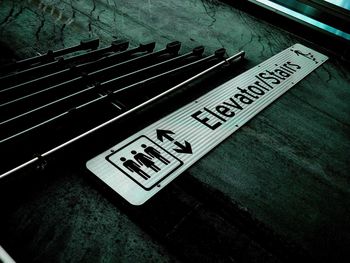 High angle view of text on wall