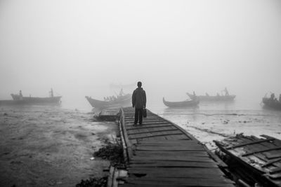 View of pier on sea