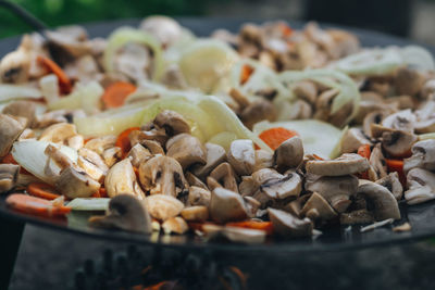 Close-up of mushrooms on plate