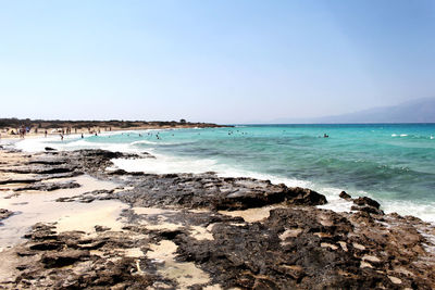 Scenic view of sea against clear sky