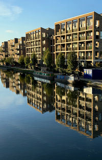 Reflection of buildings in city