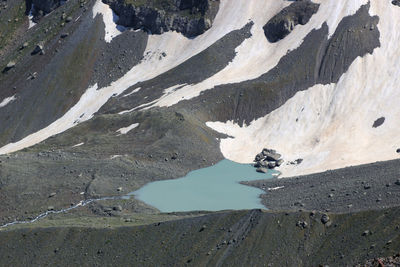 High angle view of cracked land