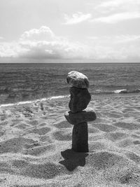 Full length of sea water on beach against sky