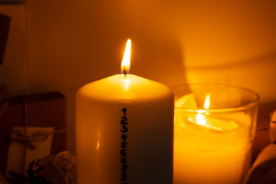 Close-up of illuminated candle