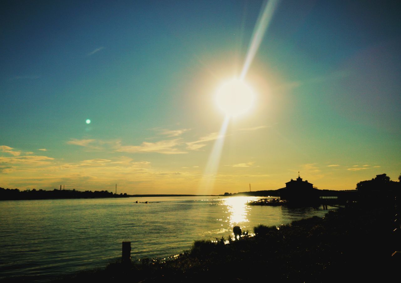 SCENIC VIEW OF SUNSET OVER LAKE