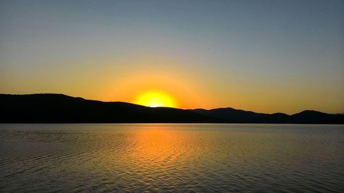 Scenic view of mountains at sunset