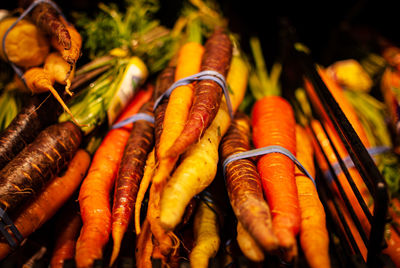 High angle view of vegetables for sale in market