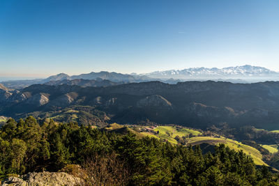 Scenic view of mountains against clear sky