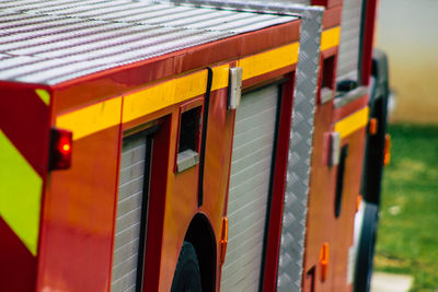 Close-up of yellow train