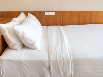 High angle view of bed against wall at home