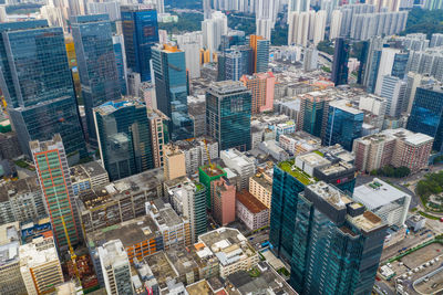 High angle view of buildings in city