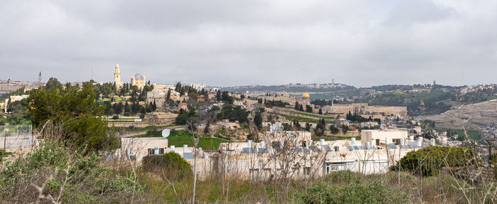 High angle view of townscape against sky