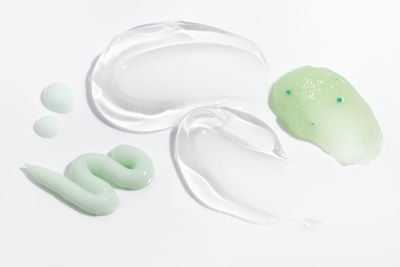 Close-up of dentures on white background