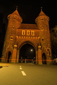 Illuminated building at night
