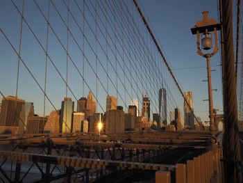 Panoramic shot of suspension bridge against sky