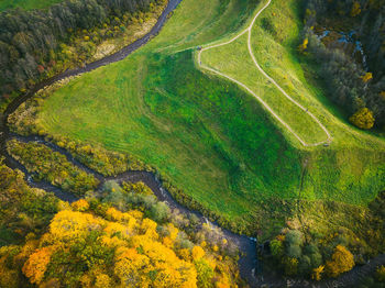 Aerial view of landscape during autumn