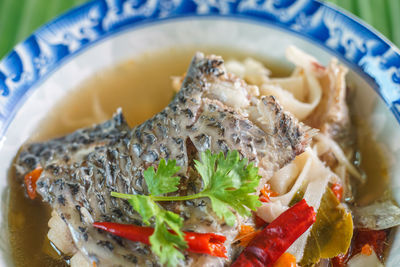 Close-up of fish served in bowl