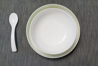 High angle view of empty plate on table