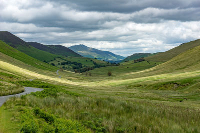 Scenic view of landscape against cloudy sky